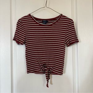 Striped Tie Front Top